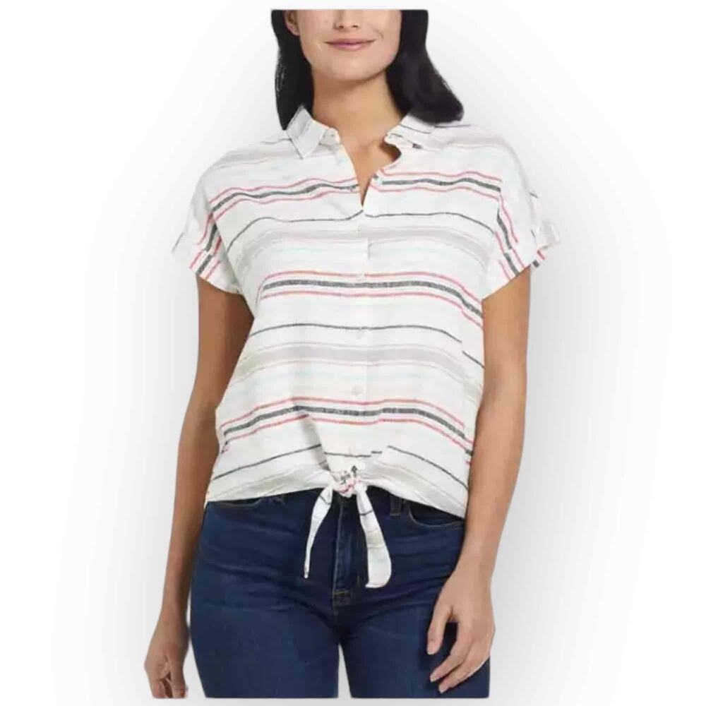 Weatherproof Linen Tie Top - Rio Red Stripe - 372XL/534XL